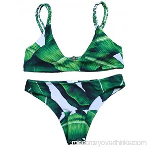 MOOSKINI Womens Padded Two Piece Tankinis Printed Leaf Bikini Set Swimsuit Leaf-1 B01MQLNV4R